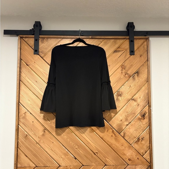 Calvin Klein Black Women's Bell Sleeve Top w/ Gold Accent – Elegant & Versatile - Picture 2 of 5